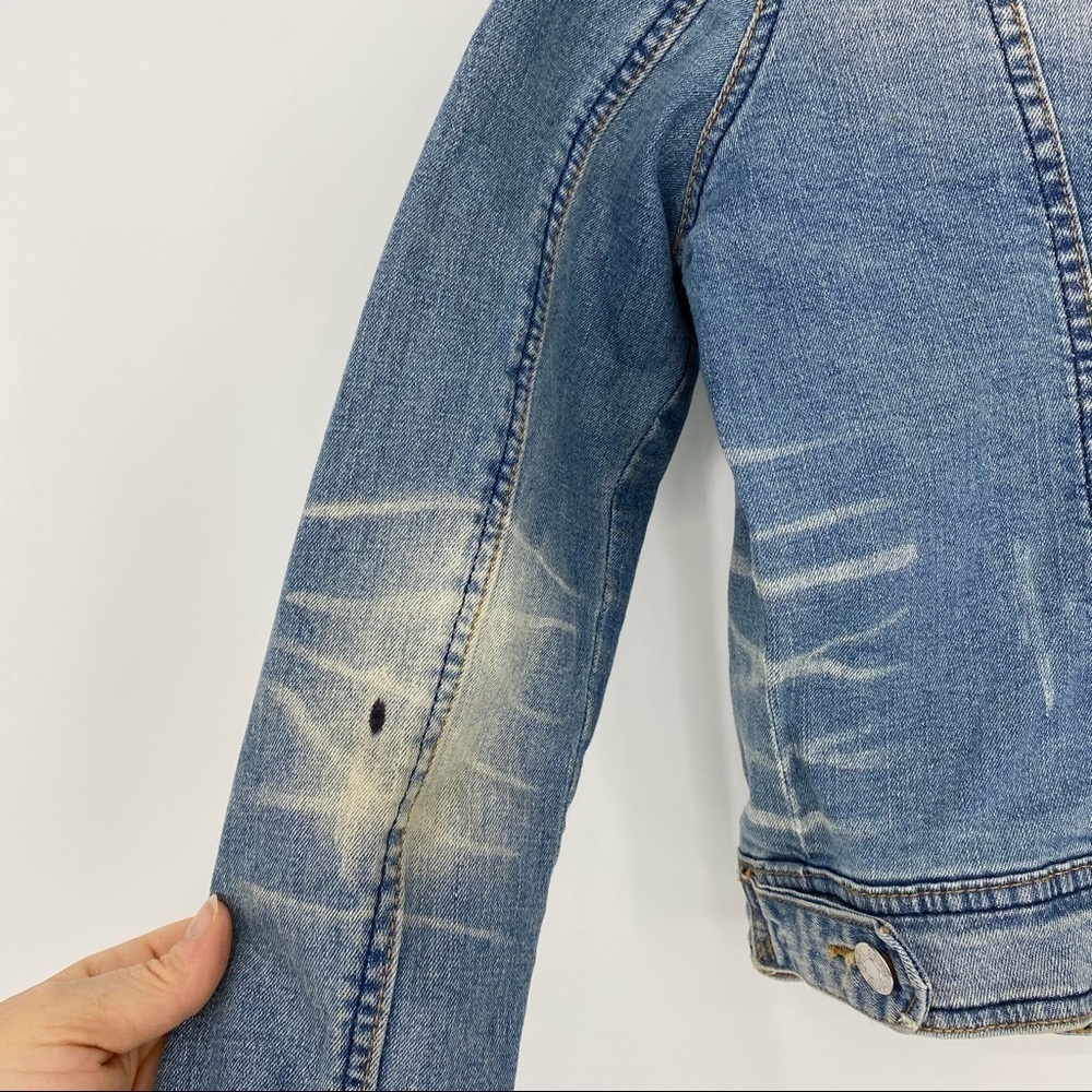 Ashley vintage charm worn in distressed denim jean jacket, L - Picture 4 of 9